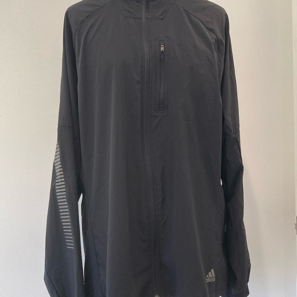 Adidas Running Black Windbreaker Jacket, Size Large